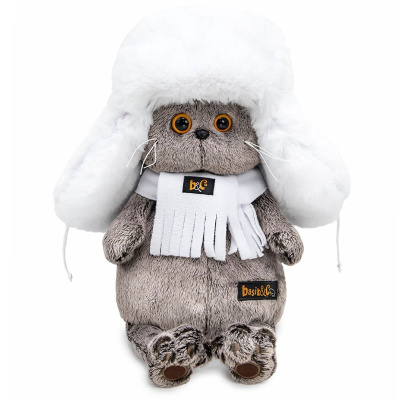 Мягкая игрушка Кот Басик в белой меховой шапке Budi Basa Ks22-302 1